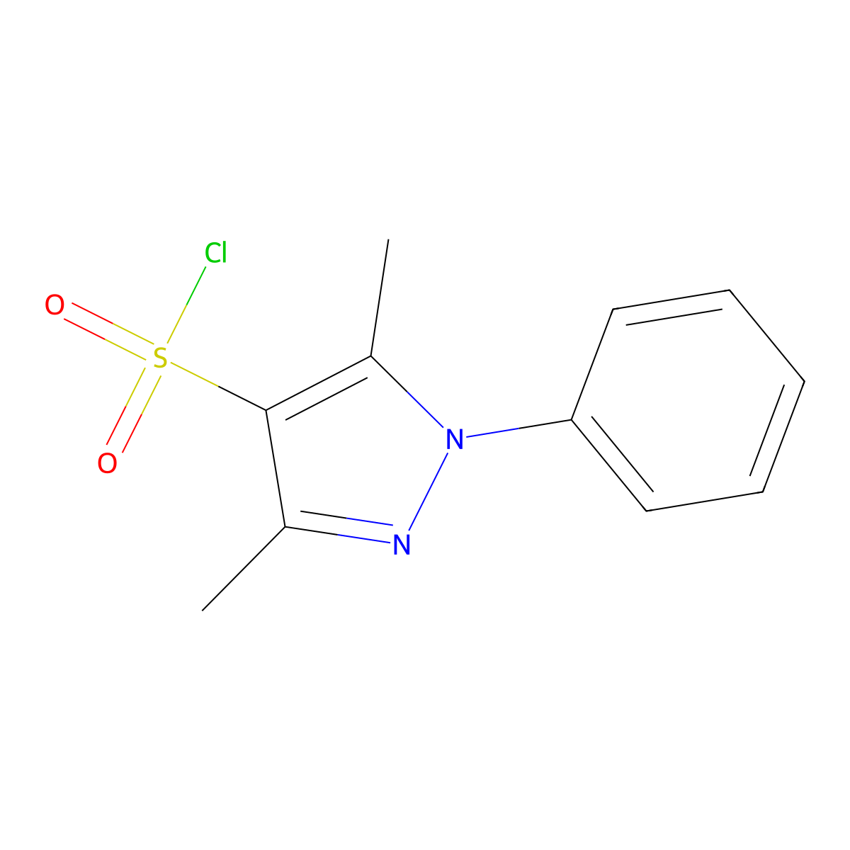 3,5-dimethyl-1-phenyl-1H-pyrazole-4-sulfonyl chloride molecular structure, CAS 59340-26-0