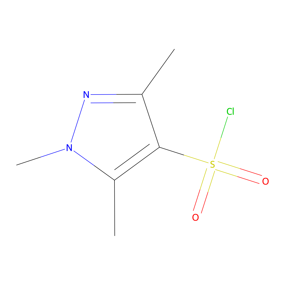 1,3,5-trimethyl-1H-pyrazole-4-sulfonyl chloride molecular structure, CAS 59340-27-1