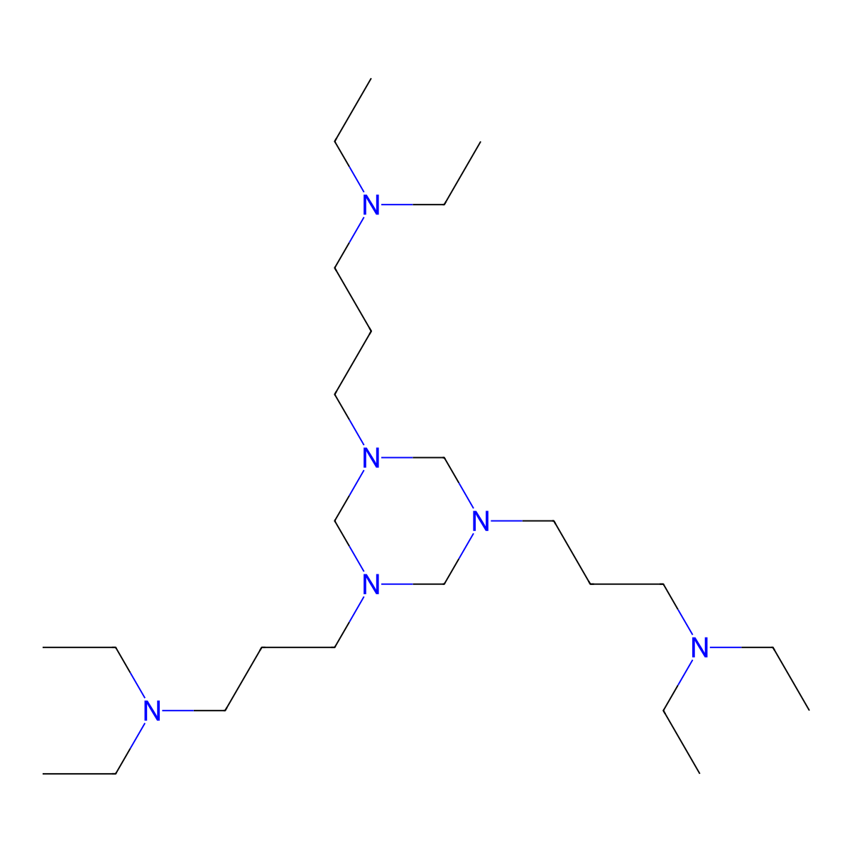 3-[3,5-bis[3-(diethylamino)propyl]-1,3,5-triazinan-1-yl]-N,N-diethylpropan-1-amine molecular structure, CAS 59345-63-0