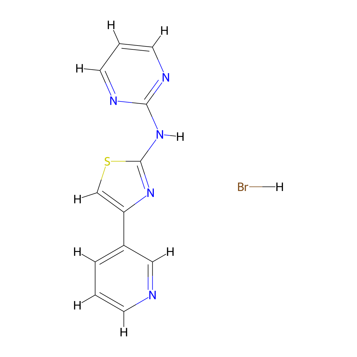 4-pyridin-3-yl-N-pyrimidin-2-yl-1,3-thiazol-2-amine;hydrobromide molecular structure, CAS 5935-04-6