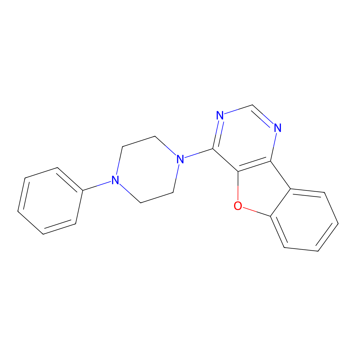 4-(4-Phenylpiperazin-1-yl)-[1]benzofuro[3,2-d]pyrimidine molecular structure, CAS 5935-34-2