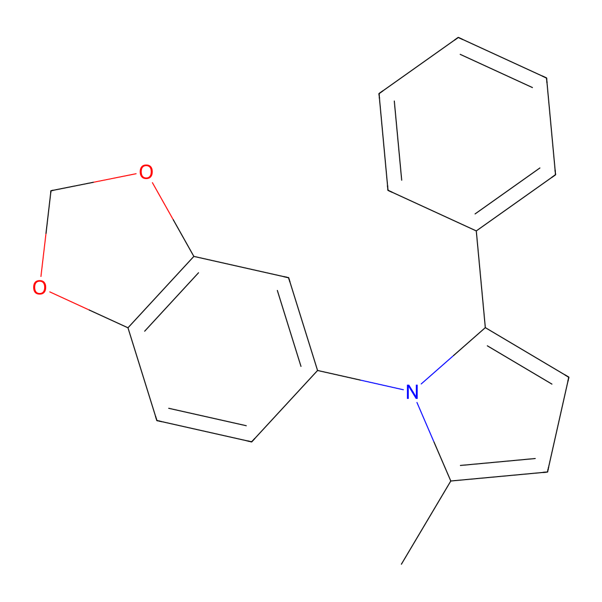 1-(1,3-benzodioxol-5-yl)-2-methyl-5-phenyl-1H-pyrrole molecular structure, CAS 5935-44-4