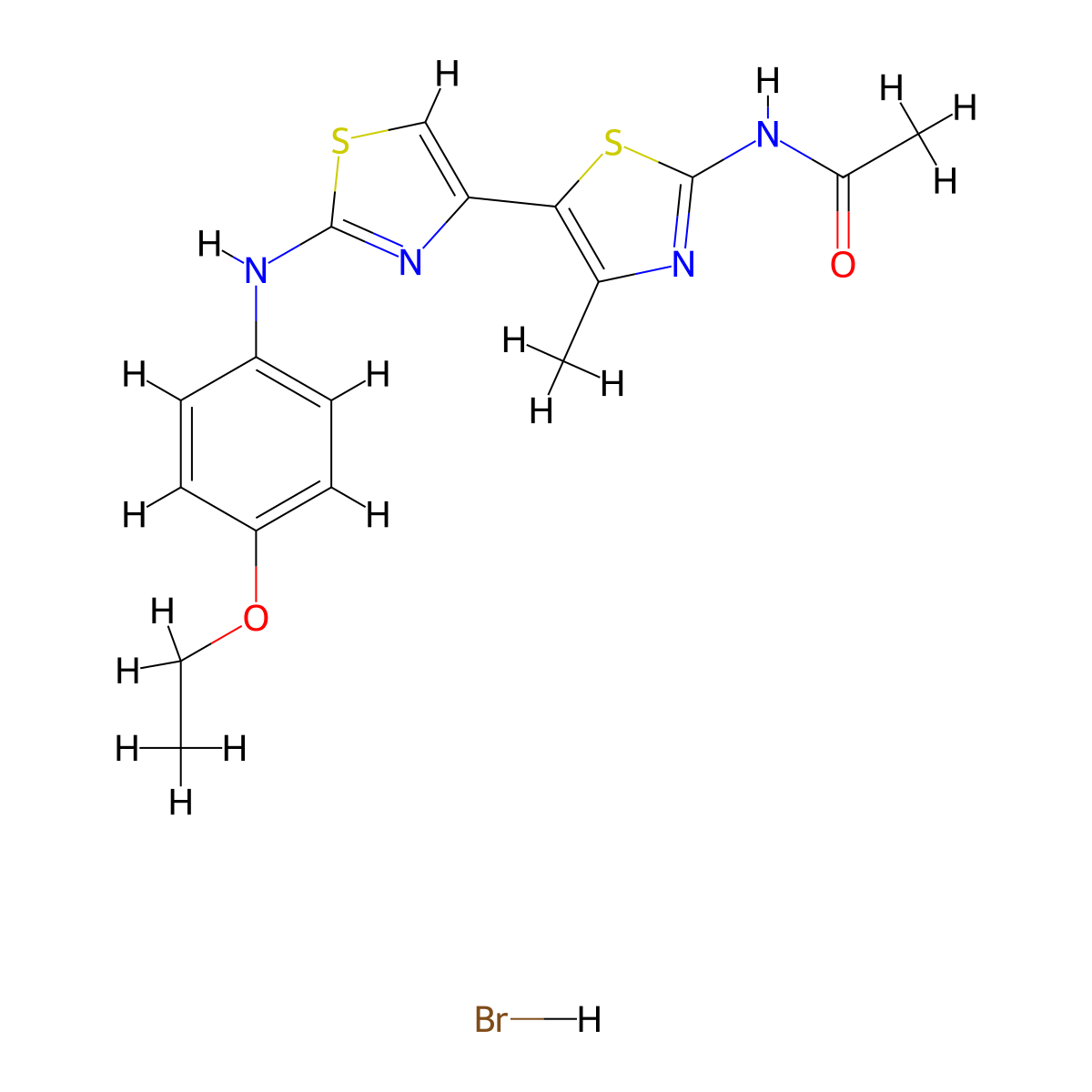 N-(5-{2-[(4-ethoxyphenyl)amino]-1,3-thiazol-4-yl}-4-methyl-1,3-thiazol-2-yl)acetamide hydrobromide molecular structure, CAS 5935-69-3