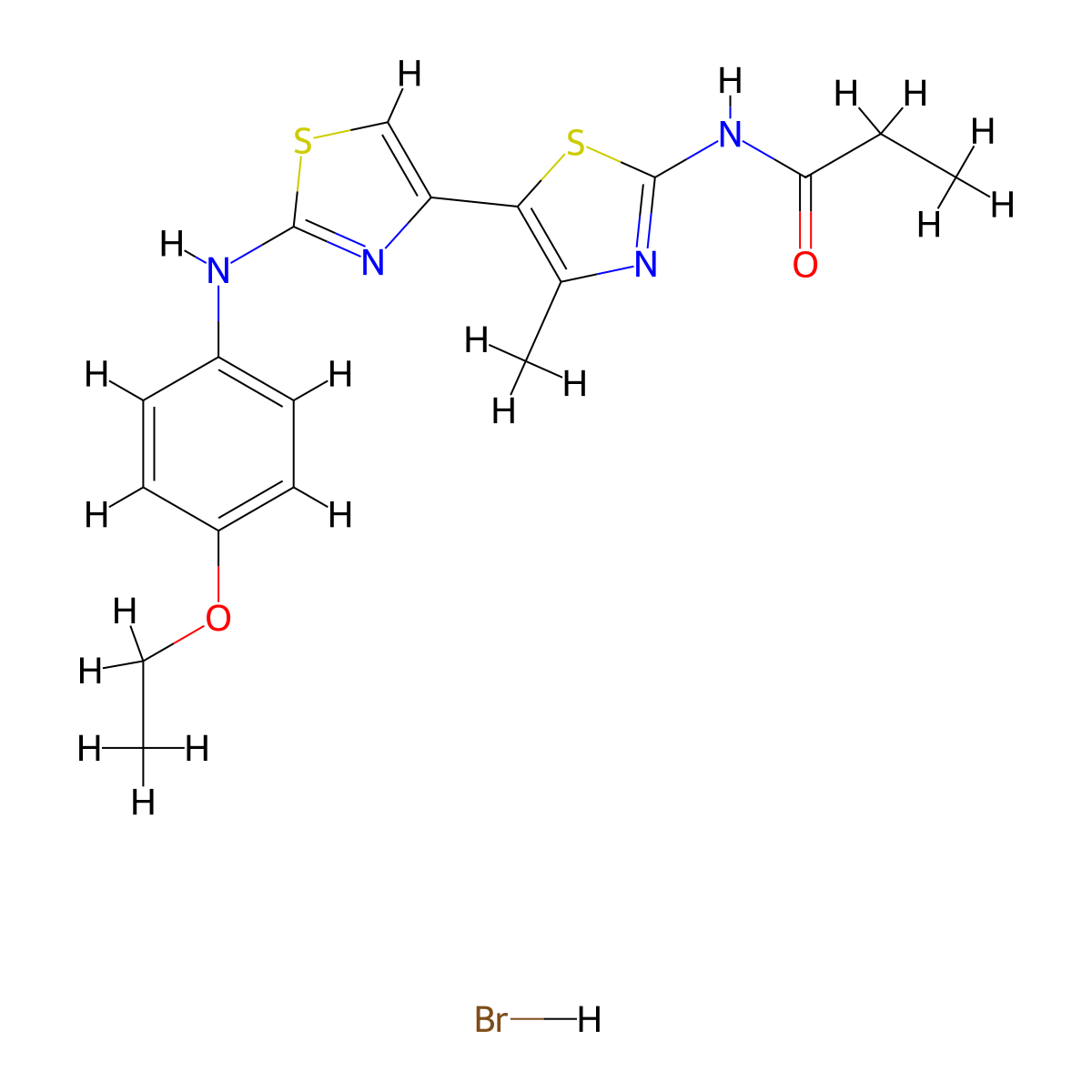N-[5-[2-(4-ethoxyanilino)-1,3-thiazol-4-yl]-4-methyl-1,3-thiazol-2-yl]propanamide;hydrobromide molecular structure, CAS 5935-73-9