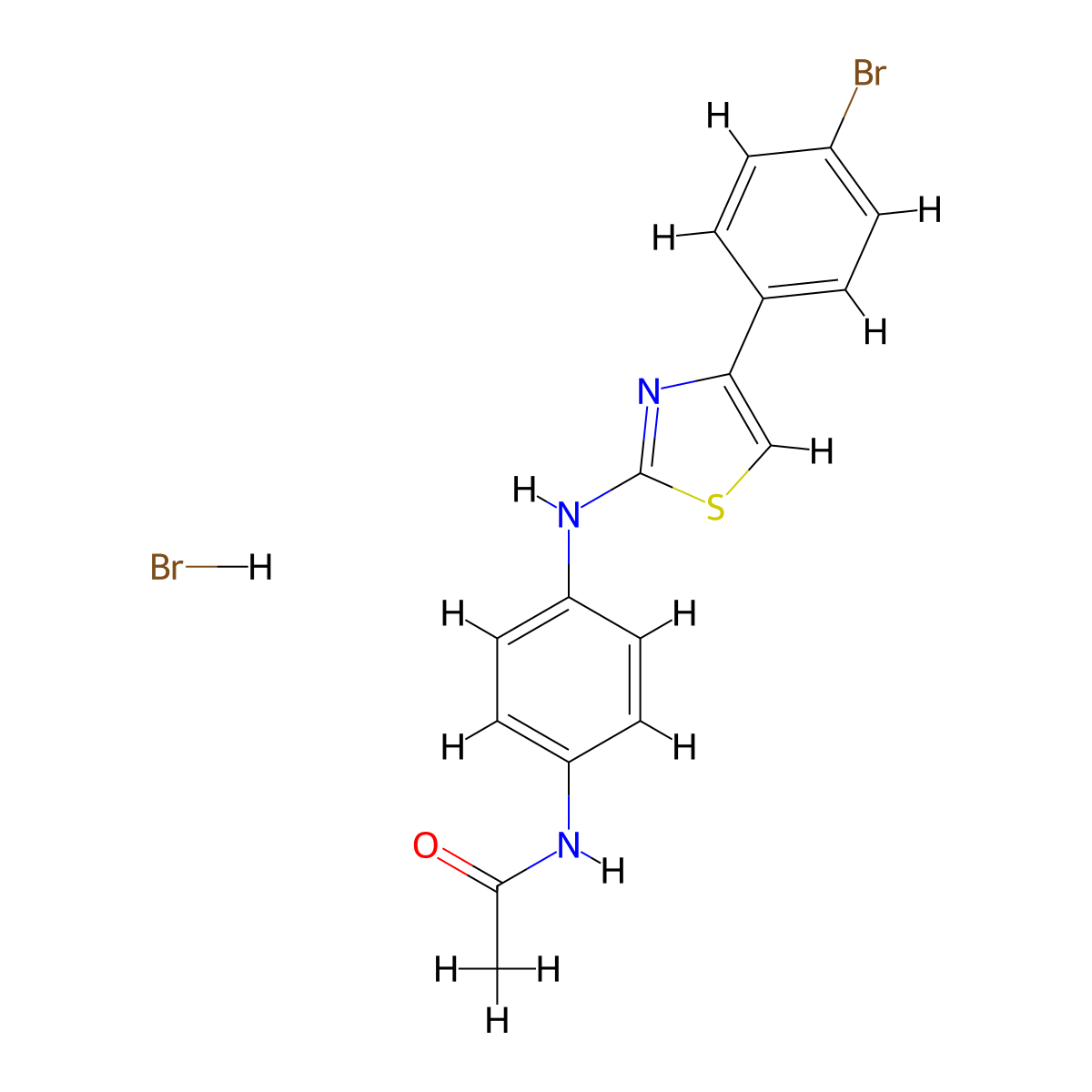 N-(4-{[4-(4-Bromophenyl)-1,3-thiazol-2-yl]amino}phenyl)acetamide hydrobromide molecular structure, CAS 5935-78-4