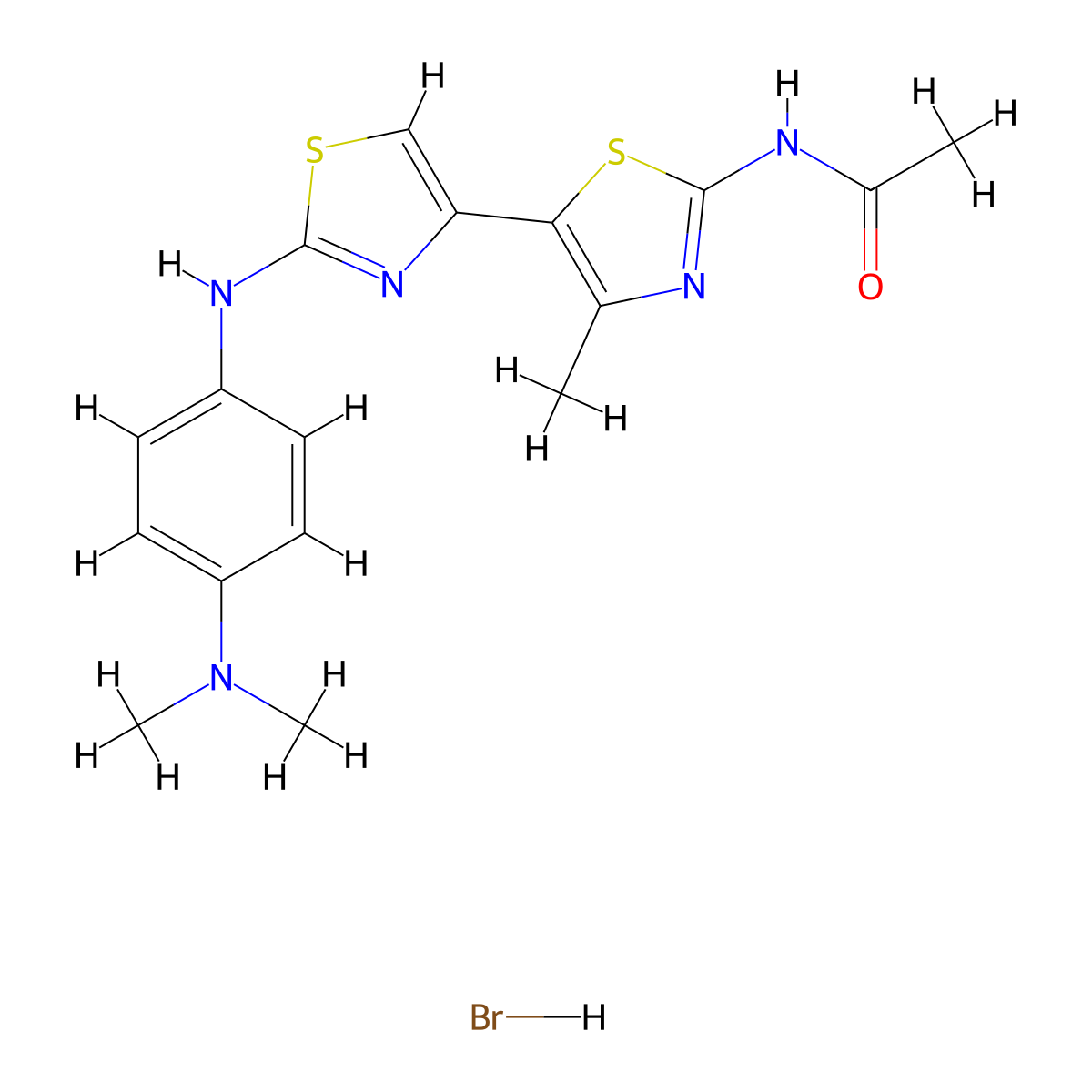 N-[5-[2-[4-(dimethylamino)anilino]-1,3-thiazol-4-yl]-4-methyl-1,3-thiazol-2-yl]acetamide;hydrobromide molecular structure, CAS 5935-93-3