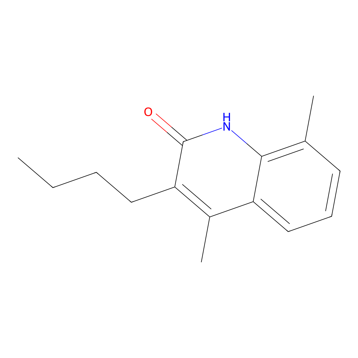 3-butyl-4,8-dimethyl-1H-quinolin-2-one molecular structure, CAS 5936-15-2