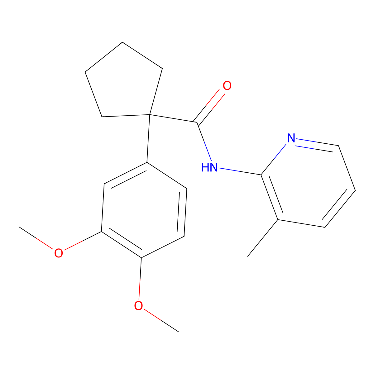 1-(3,4-dimethoxyphenyl)-N-(3-methylpyridin-2-yl)cyclopentane-1-carboxamide molecular structure, CAS 5936-57-2