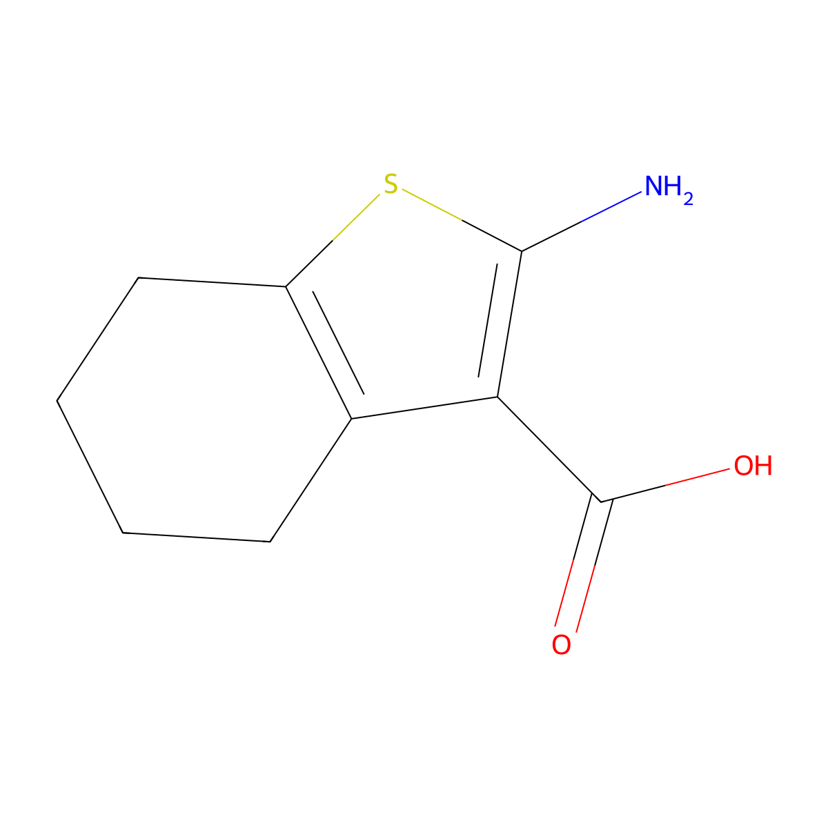 2-Amino-4,5,6,7-tetrahydro-1-benzothiophene-3-carboxylic acid molecular structure, CAS 5936-58-3