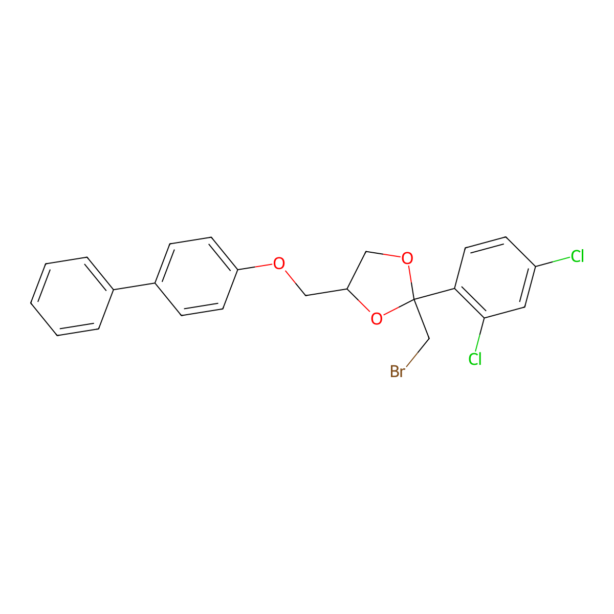 4-[([1,1'-Biphenyl]-4-yloxy)methyl]-2-(bromomethyl)-2-(2,4-dichlorophenyl)-1,3-dioxolane molecular structure, CAS 59365-30-9