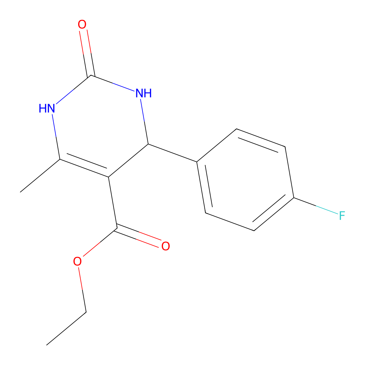 Ethyl 4-(4-fluorophenyl)-1,2,3,4-tetrahydro-6-methyl-2-oxo-5-pyrimidinecarboxylate molecular structure, CAS 5937-24-6