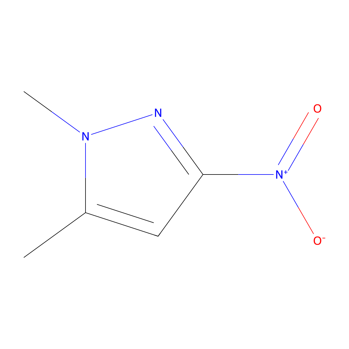 1,5-dimethyl-3-nitro-1H-pyrazole molecular structure, CAS 59376-16-8