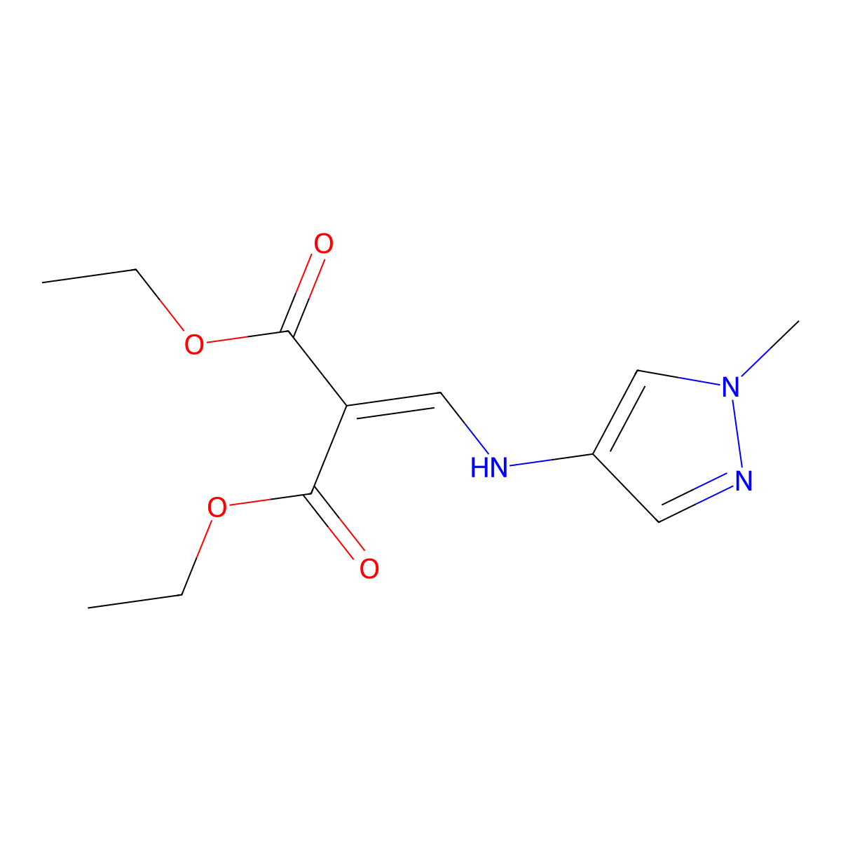 Propanedioic acid, 2-[[(1-methyl-1H-pyrazol-4-yl)amino]methylene]-, 1,3-diethyl ester molecular structure, CAS 59376-18-0