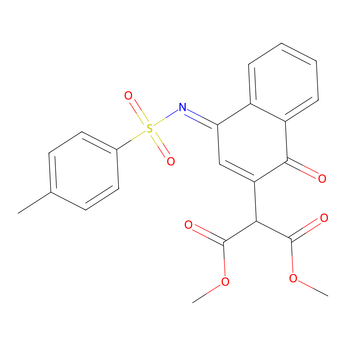Dimethyl 2-[(4E)-4-(4-methylphenyl)sulfonylimino-1-oxo-naphthalen-2-YL]propanedioate molecular structure, CAS 5938-02-3