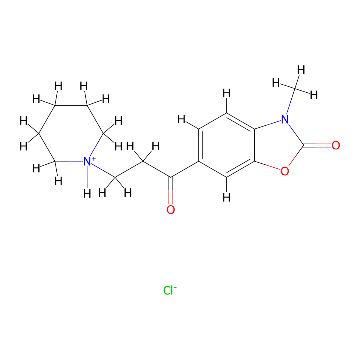 2-Benzoxazolinone, 3-methyl-6-(3-piperidinopropionyl)-, hydrochloride molecular structure, CAS 59384-75-7