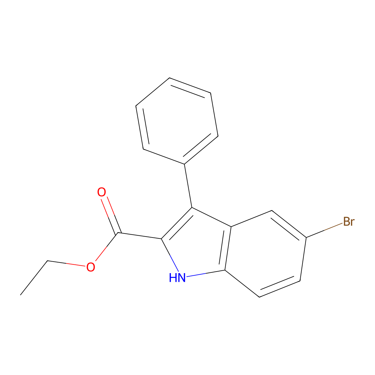 ethyl 5-bromo-3-phenyl-1H-indole-2-carboxylate molecular structure, CAS 59394-42-2