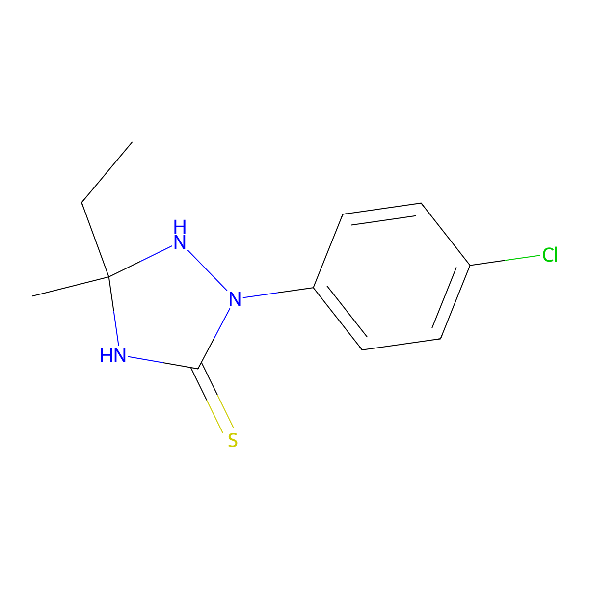 2-(4-Chlorophenyl)-5-ethyl-5-methyl-2,5-dihydro-1H-1,2,4-triazole-3-thiol molecular structure, CAS 59395-23-2