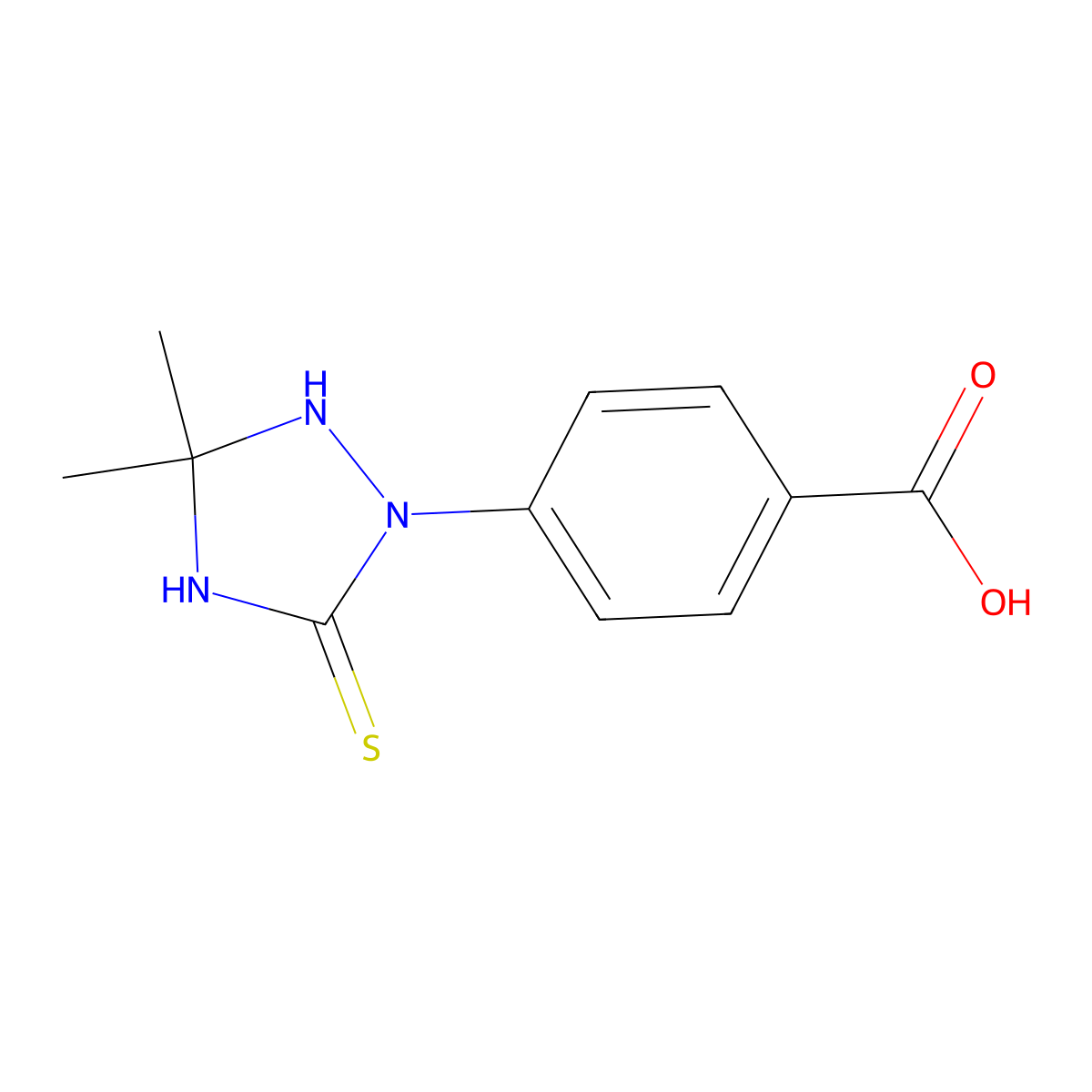4-(3,3-Dimethyl-5-thioxo-1,2,4-triazolidin-1-yl)benzoic acid molecular structure, CAS 59395-47-0
