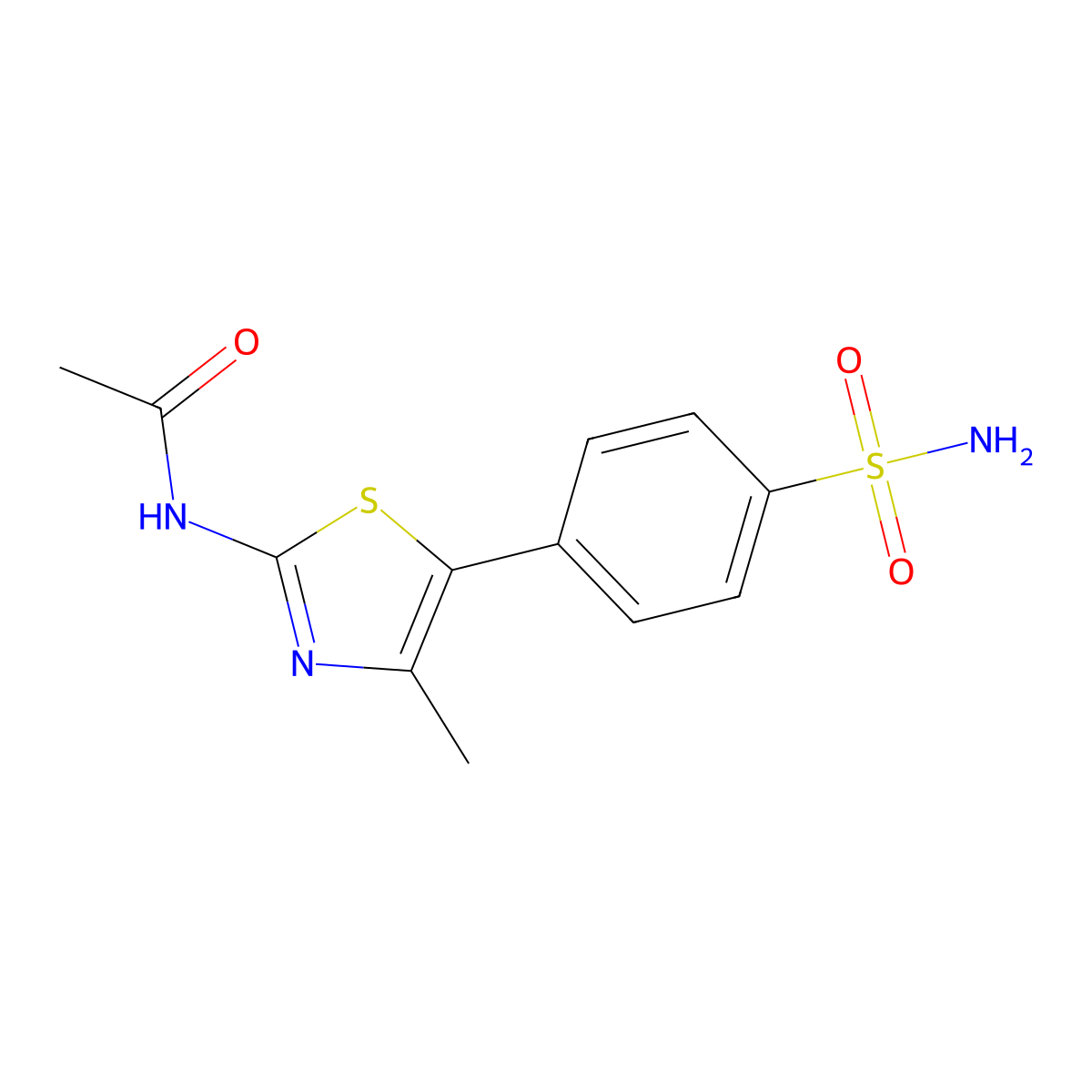 N-[4-methyl-5-(4-sulfamoyl-phenyl)-thiazol-2-yl]-acetamide molecular structure, CAS 593958-58-8