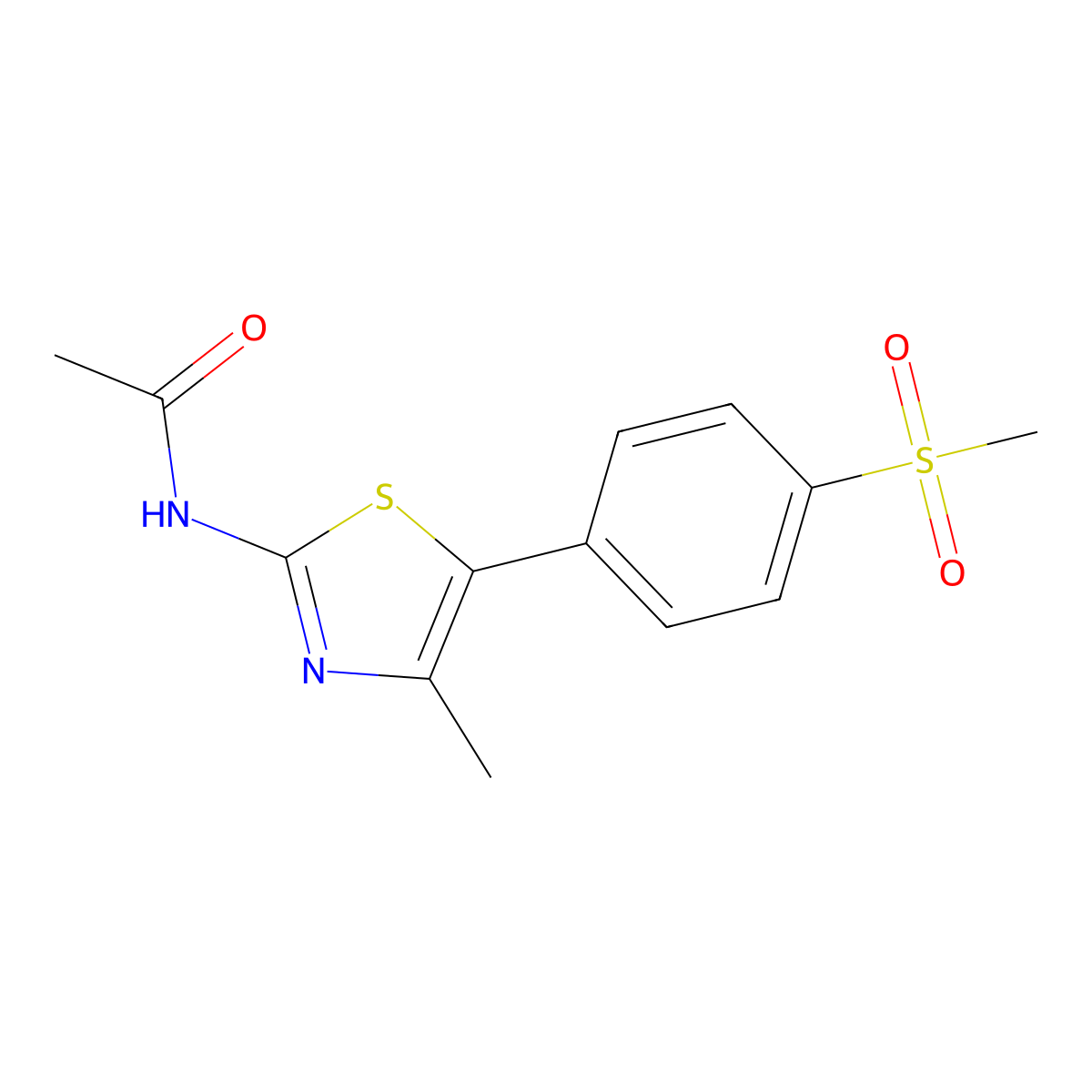 n-[5-(4-Methanesulfonyl-phenyl)-4-methyl-thiazol-2-yl]-acetamide molecular structure, CAS 593958-72-6