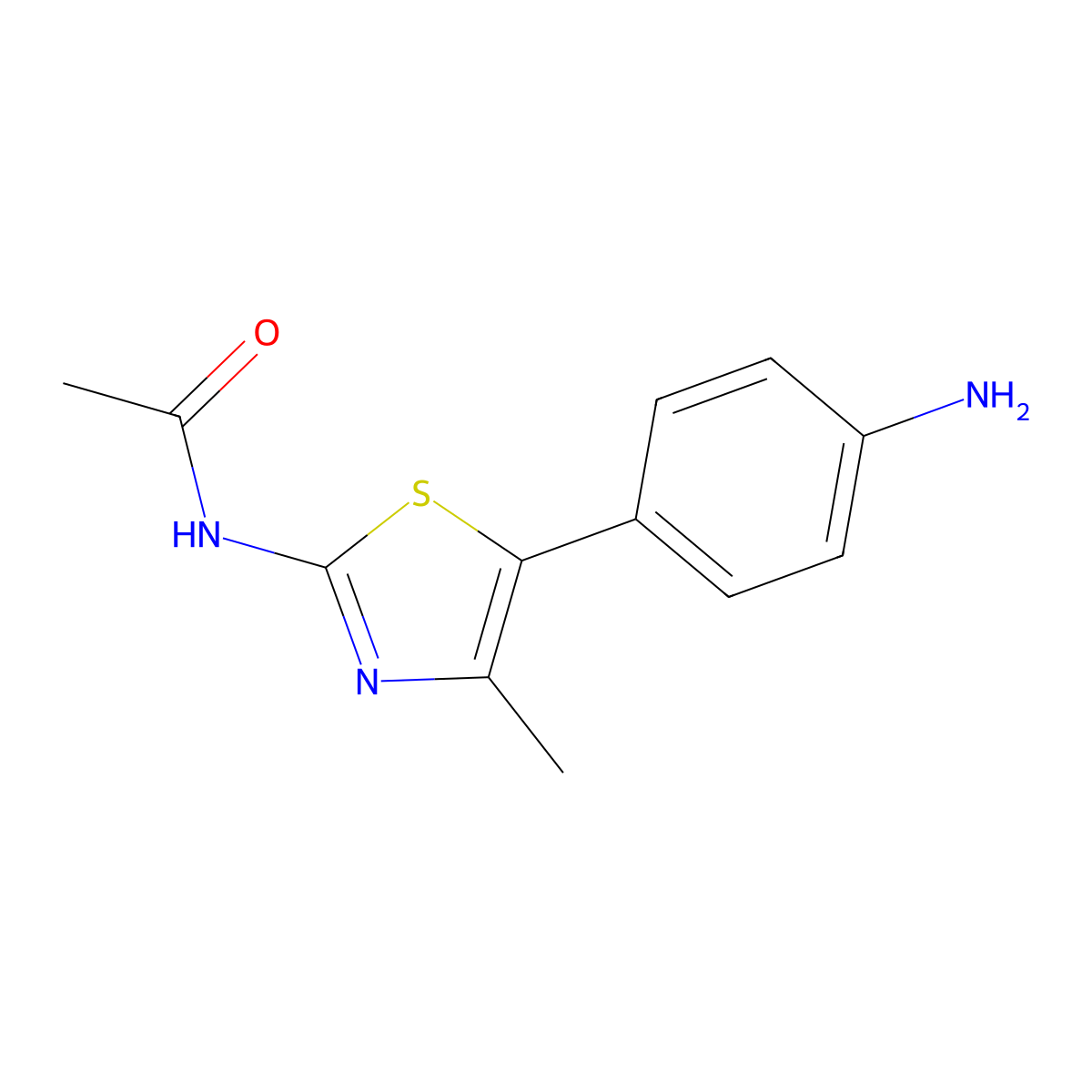 N-[5-(4-amino-phenyl)-4-methyl-thiazol-2-yl]-acetamide molecular structure, CAS 593960-37-3