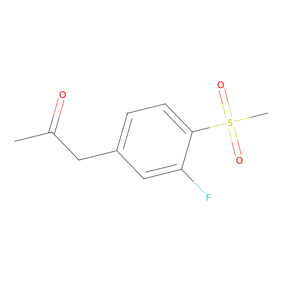 1-(3-Fluoro-4-(methylsulfonyl)phenyl)propan-2-one molecular structure, CAS 593960-58-8