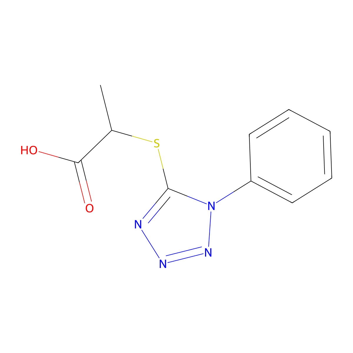 2-[(1-Phenyl-1H-tetrazol-5-yl)thio]propanoic acid molecular structure, CAS 59399-37-0