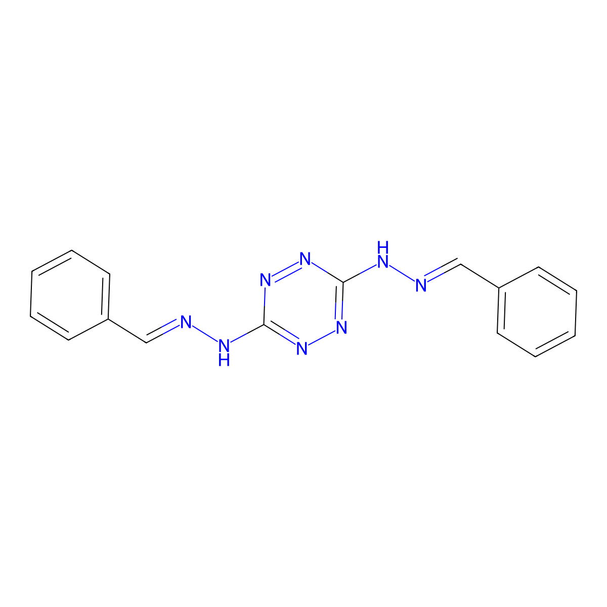 Benzaldehyde, s-tetrazine-3,6-diyldihydrazone molecular structure, CAS 5940-55-6
