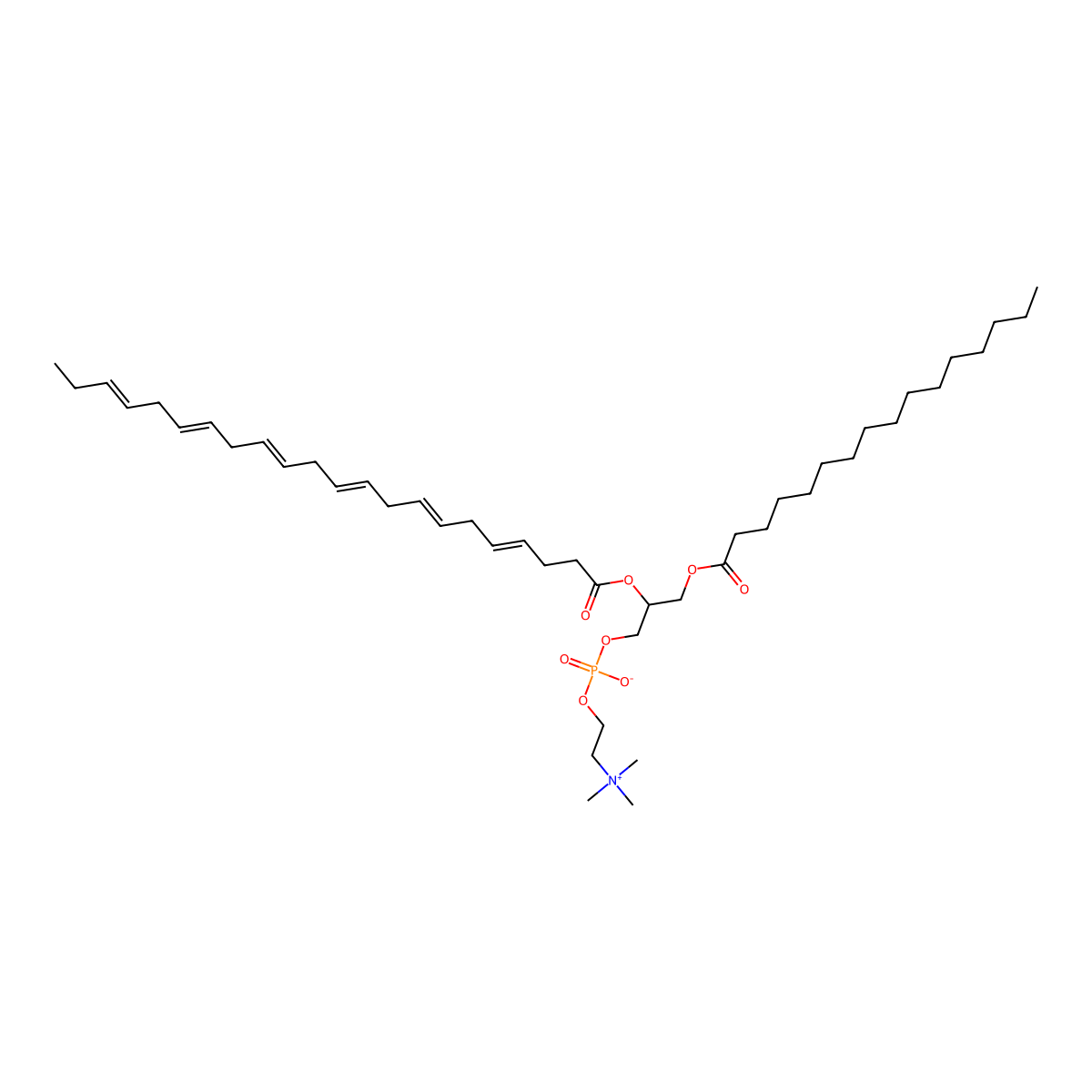 1-Palmitoyl-2-docosahexaenoyl-sn-glycero-3-phosphocholine molecular structure, CAS 59403-54-2