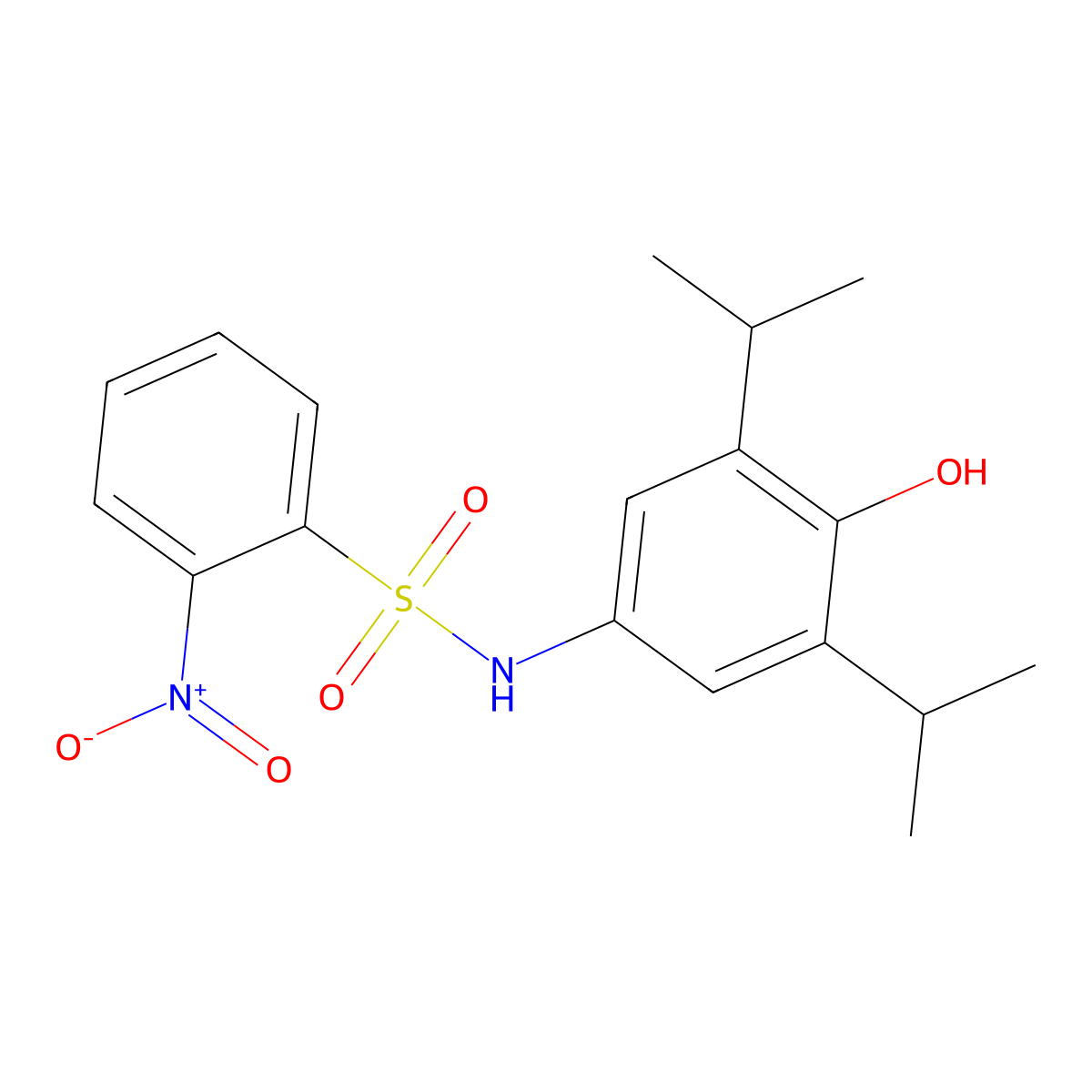 N-[4-hydroxy-3,5-di(propan-2-yl)phenyl]-2-nitrobenzenesulfonamide molecular structure, CAS 5941-66-2