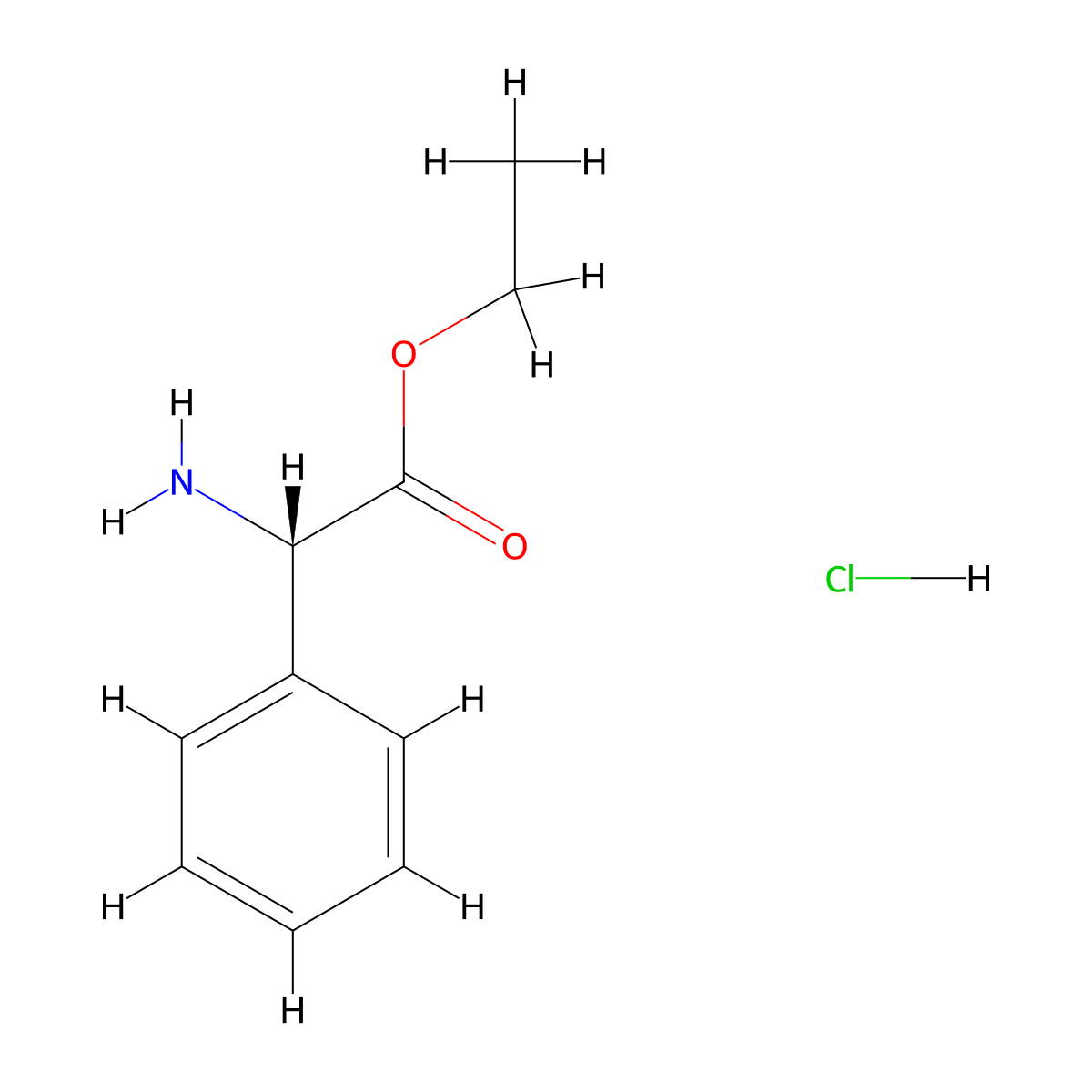 Ethyl phenylglycinate hydrochloride, L- molecular structure, CAS 59410-82-1