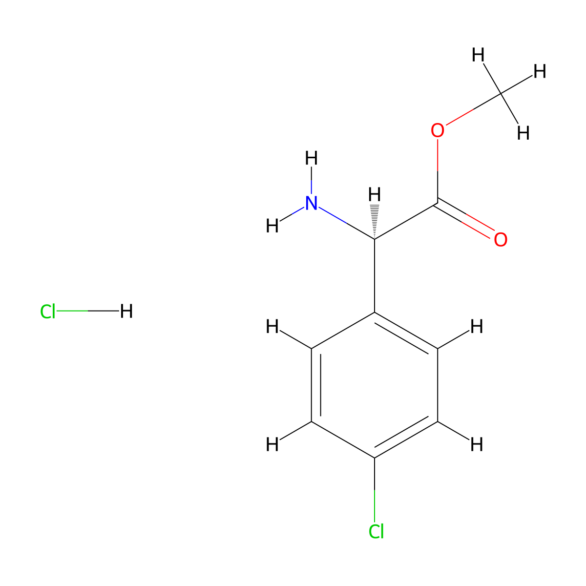 (R)-Methyl 2-amino-2-(4-chlorophenyl)acetate hydrochloride molecular structure, CAS 59410-89-8