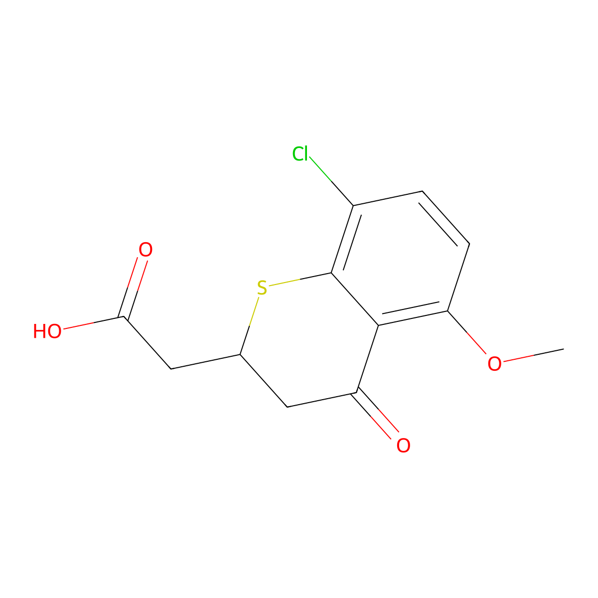 8-Chloro-3,4-dihydro-5-methoxy-4-oxo-2H-1-benzothiopyran-2-acetic acid molecular structure, CAS 59429-75-3