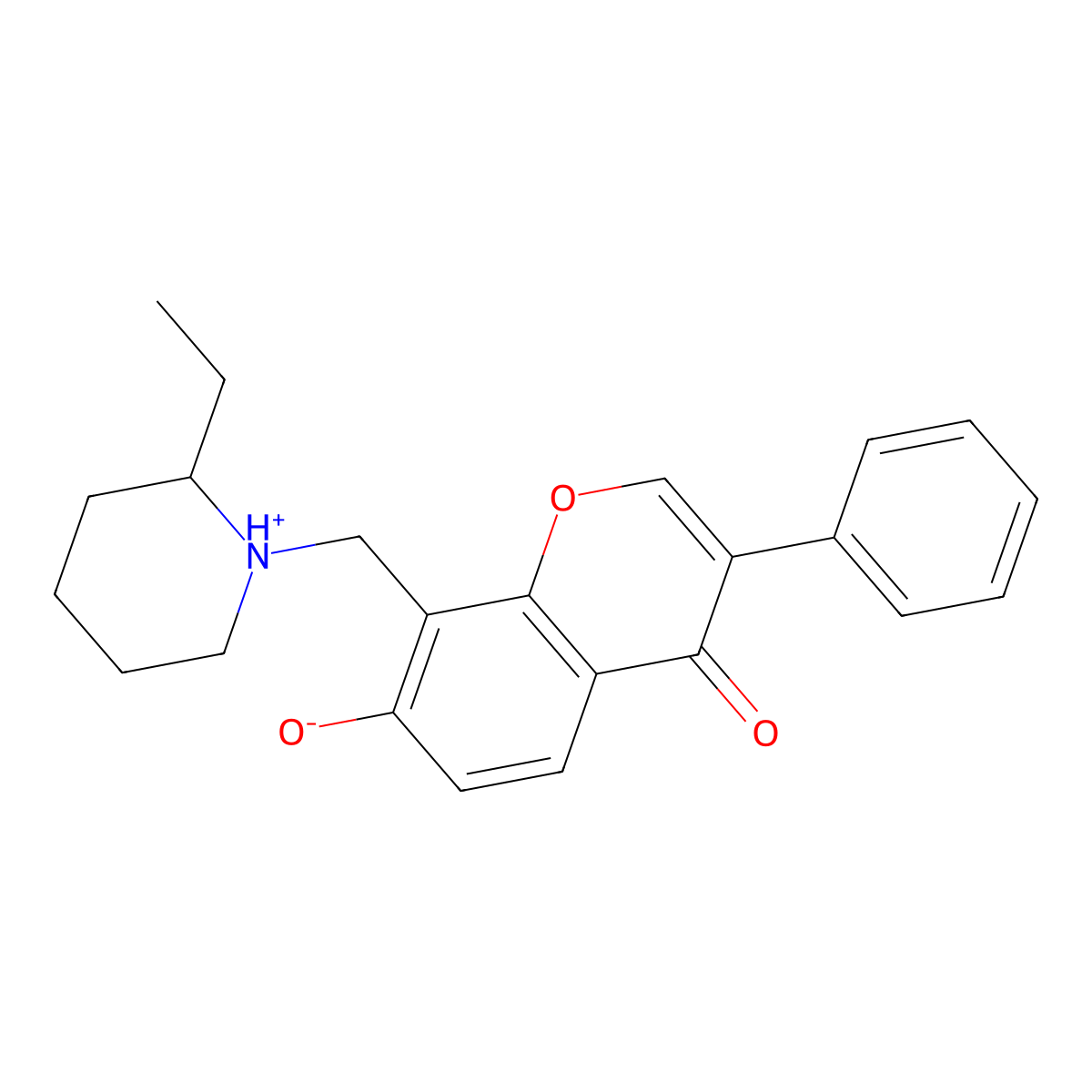 8-(2-Ethyl-piperidin-1-ylmethyl)-7-hydroxy-3-phenyl-chromen-4-one molecular structure, CAS 5943-68-0