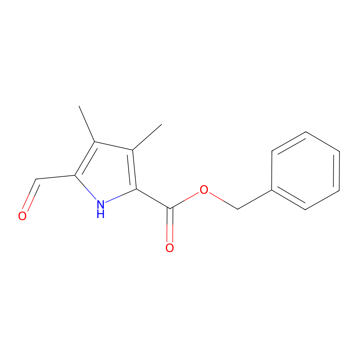 1H-Pyrrole-2-carboxylic acid, 5-formyl-3,4-dimethyl-, phenylmethyl ester molecular structure, CAS 59435-08-4