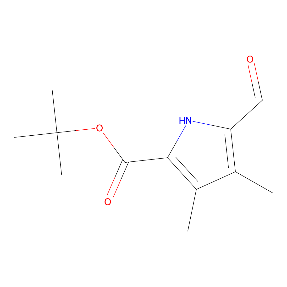 Tert-butyl 5-formyl-3,4-dimethyl-1H-pyrrole-2-carboxylate molecular structure, CAS 59435-12-0