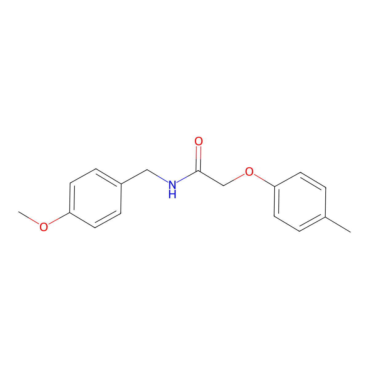 N-(4-methoxybenzyl)-2-(4-methylphenoxy)acetamide molecular structure, CAS 5944-90-1