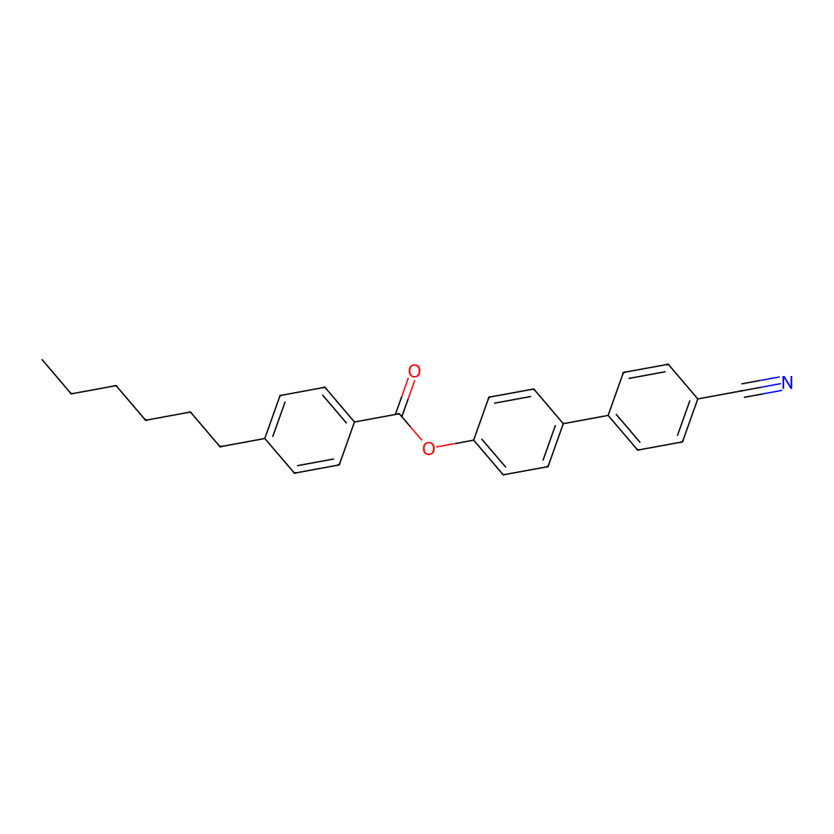 [4-(4-Cyanophenyl)phenyl] 4-hexylbenzoate molecular structure, CAS 59443-81-1