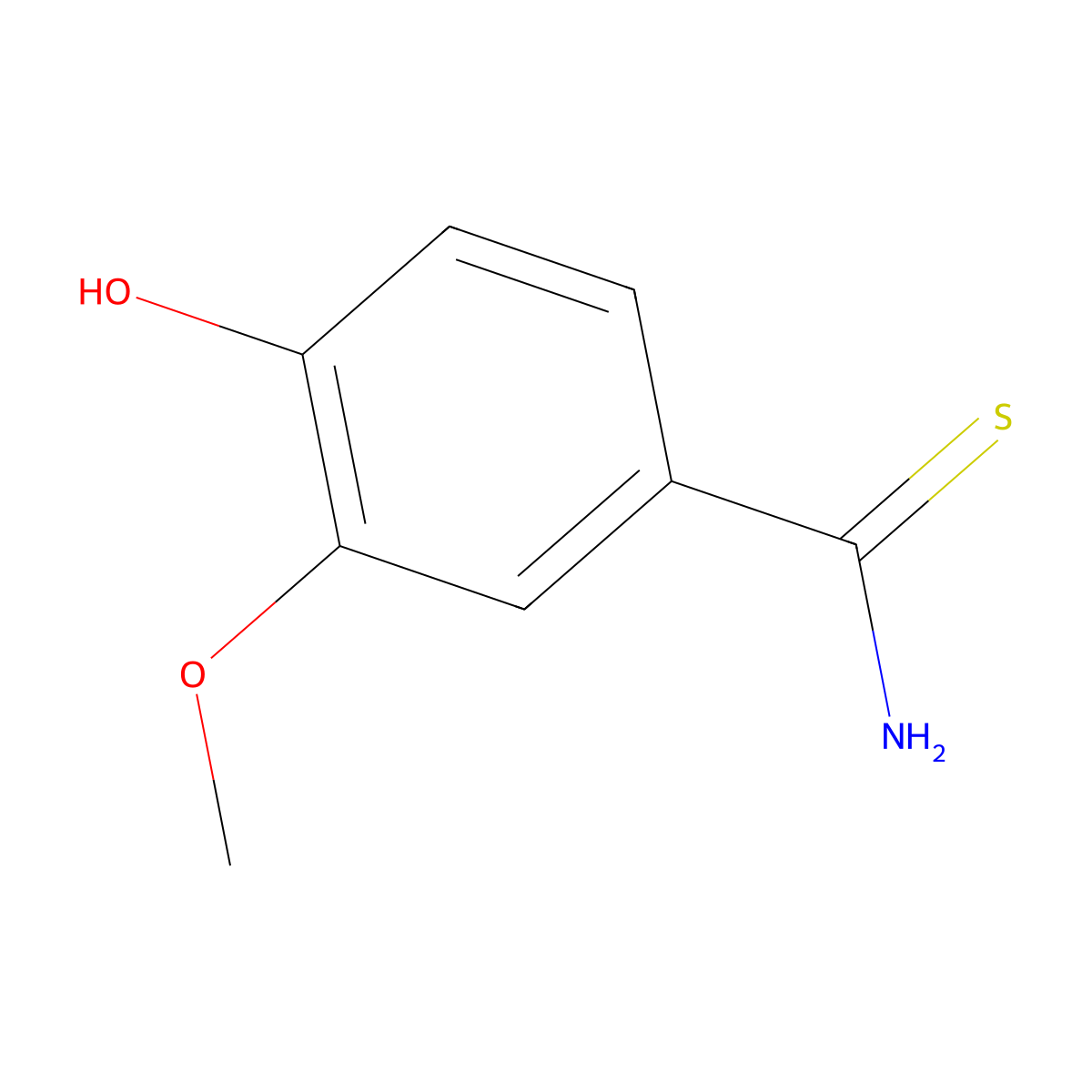 4-Hydroxy-3-methoxythiobenzamide molecular structure, CAS 59445-56-6