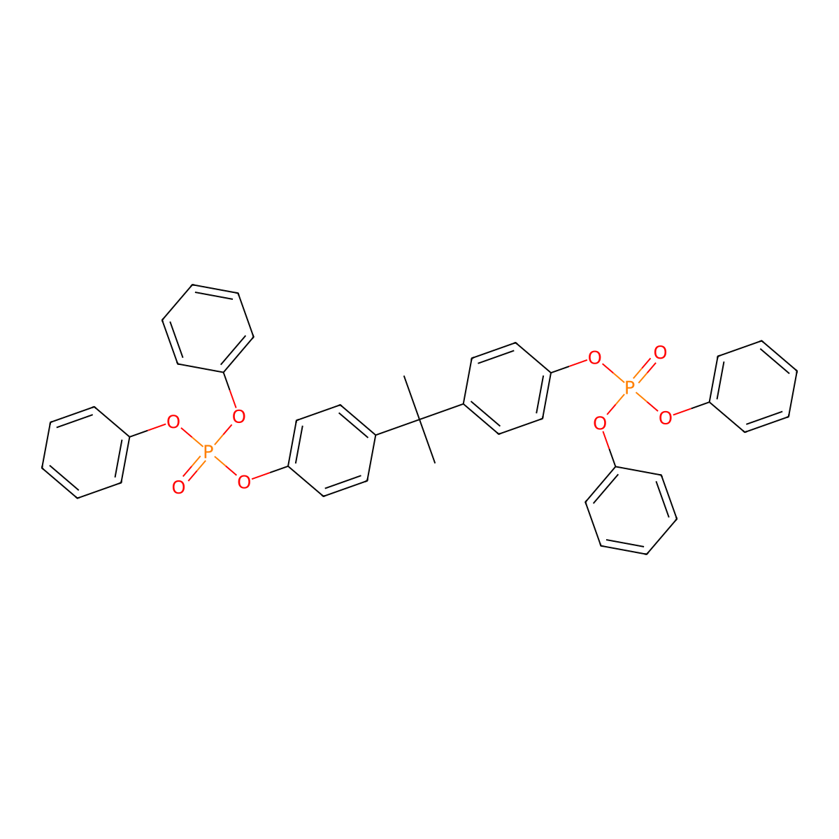 Phosphoric acid, P,P'-((1-methylethylidene)di-4,1-phenylene) P,P,P',P'-tetraphenyl ester molecular structure, CAS 5945-33-5