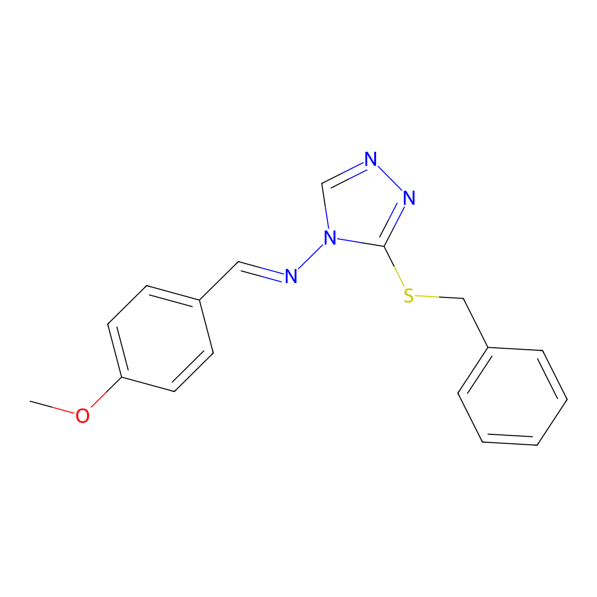 N-(3-benzylsulfanyl-1,2,4-triazol-4-yl)-1-(4-methoxyphenyl)methanimine molecular structure, CAS 5945-44-8