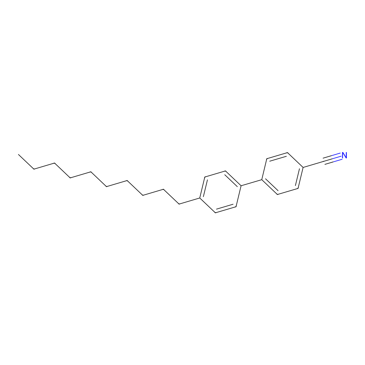 [1,1'-Biphenyl]-4-carbonitrile, 4'-decyl- molecular structure, CAS 59454-35-2