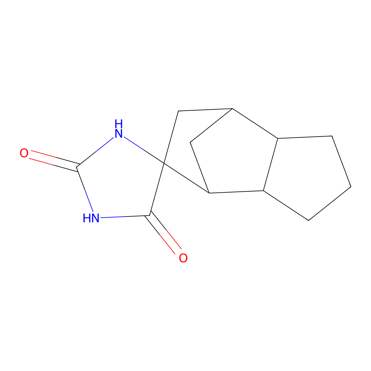 Spiro[imidazolidine-4,8'-tricyclo[5.2.1.0,2,6]decane]-2,5-dione molecular structure, CAS 59455-06-0