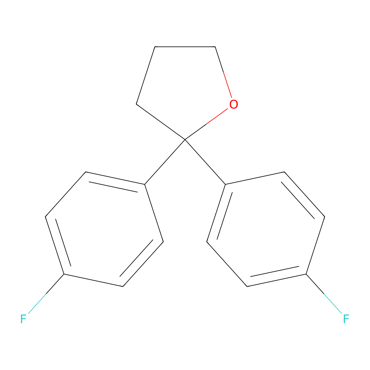 2,2-Bis(4-fluorophenyl)tetrahydrofuran molecular structure, CAS 59455-10-6