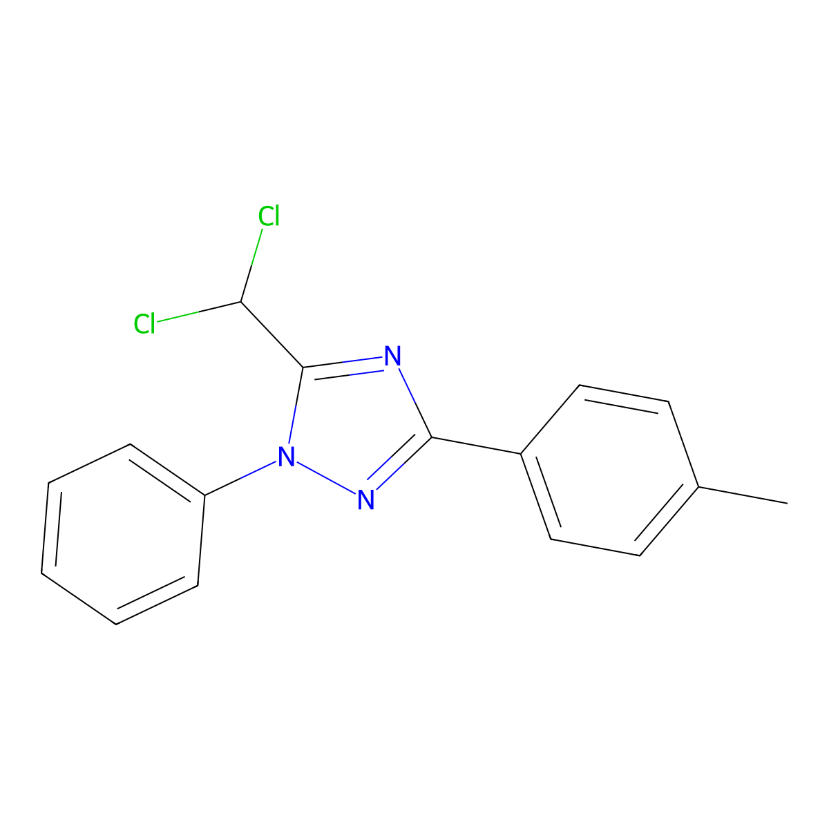5-(dichloromethyl)-3-(4-methylphenyl)-1-phenyl-1H-1,2,4-triazole molecular structure, CAS 59455-88-8