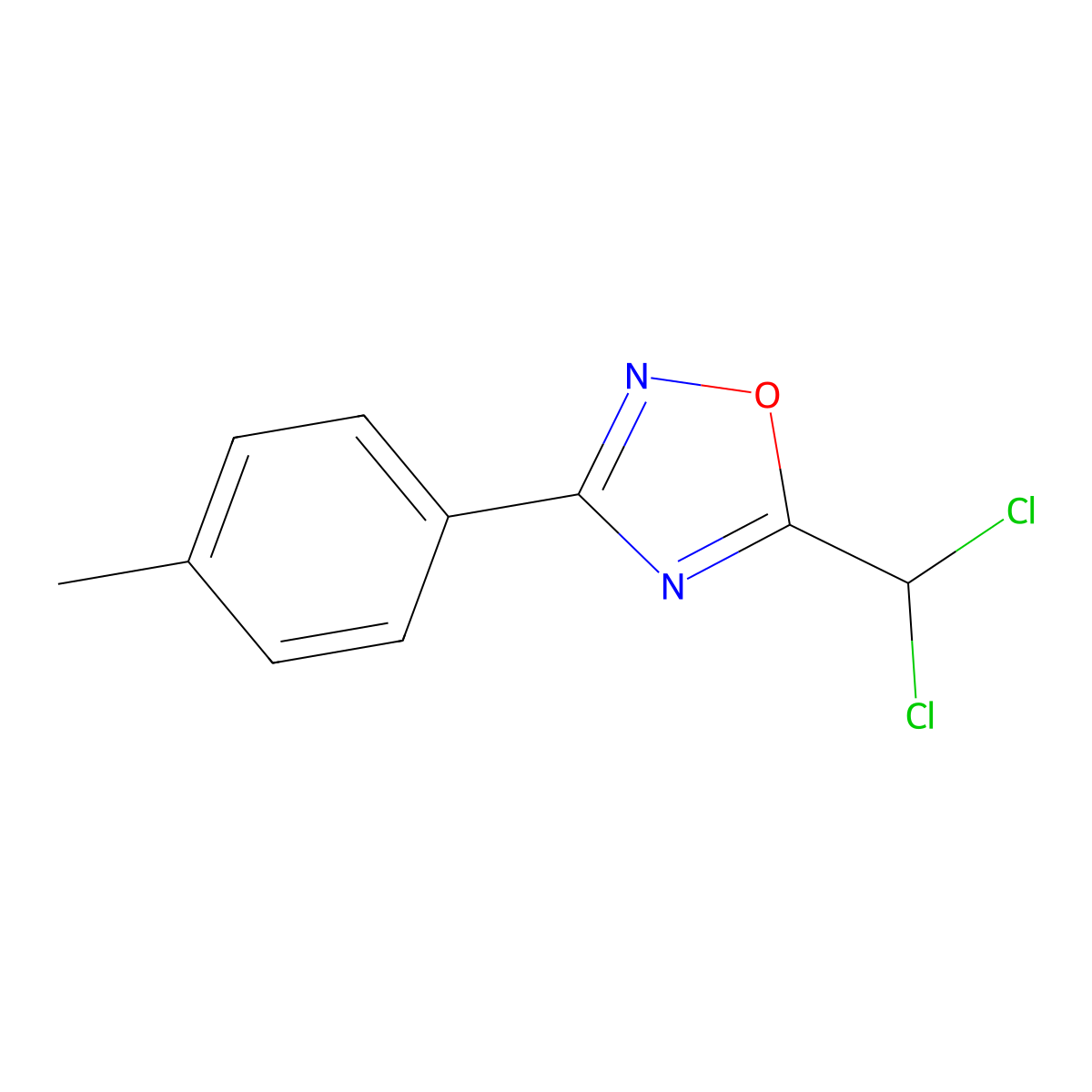 5-(Dichloromethyl)-3-(p-tolyl)-1,2,4-oxadiazole molecular structure, CAS 59455-91-3