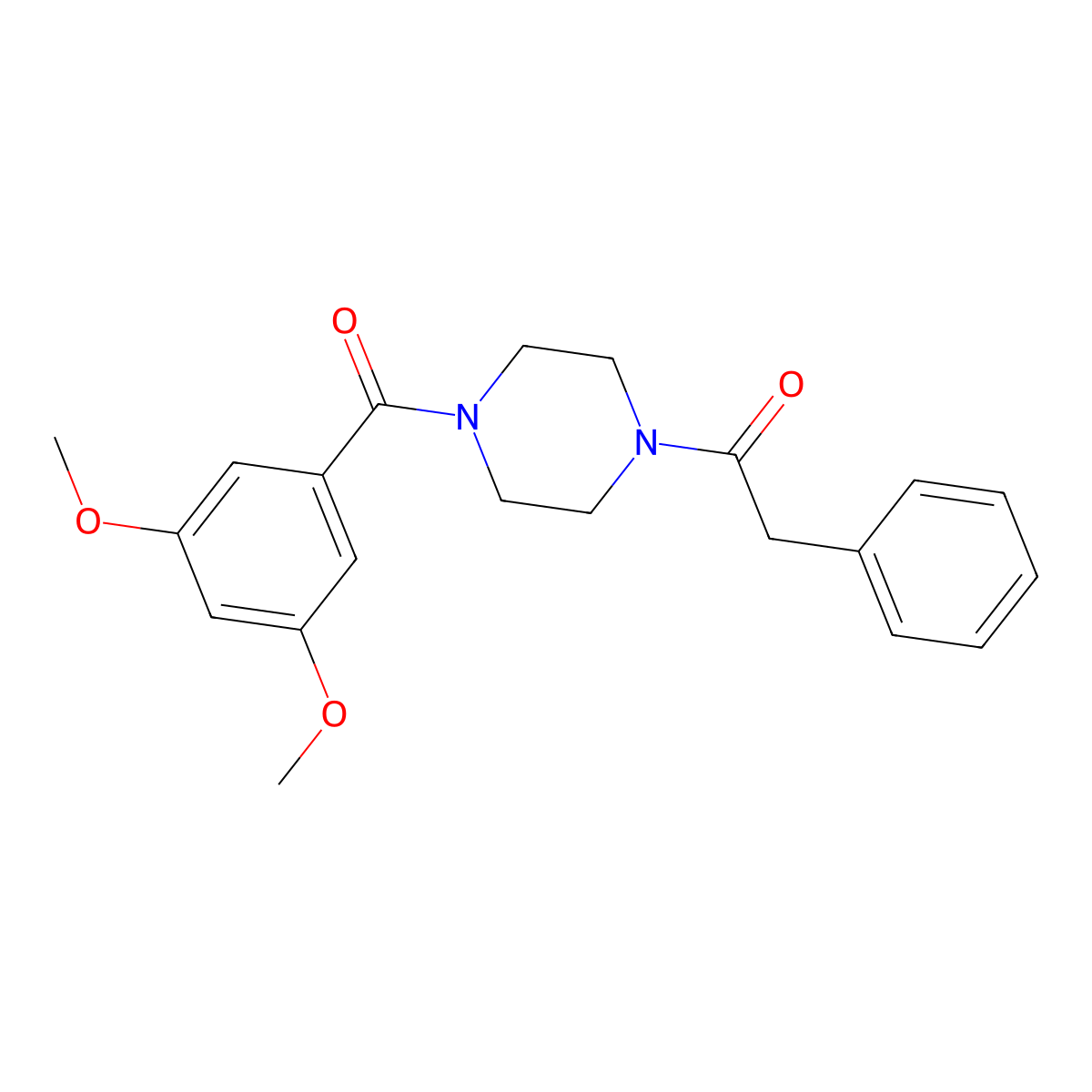 1-[4-(3,5-Dimethoxy-benzoyl)-piperazin-1-yl]-2-phenyl-ethanone molecular structure, CAS 5946-54-3