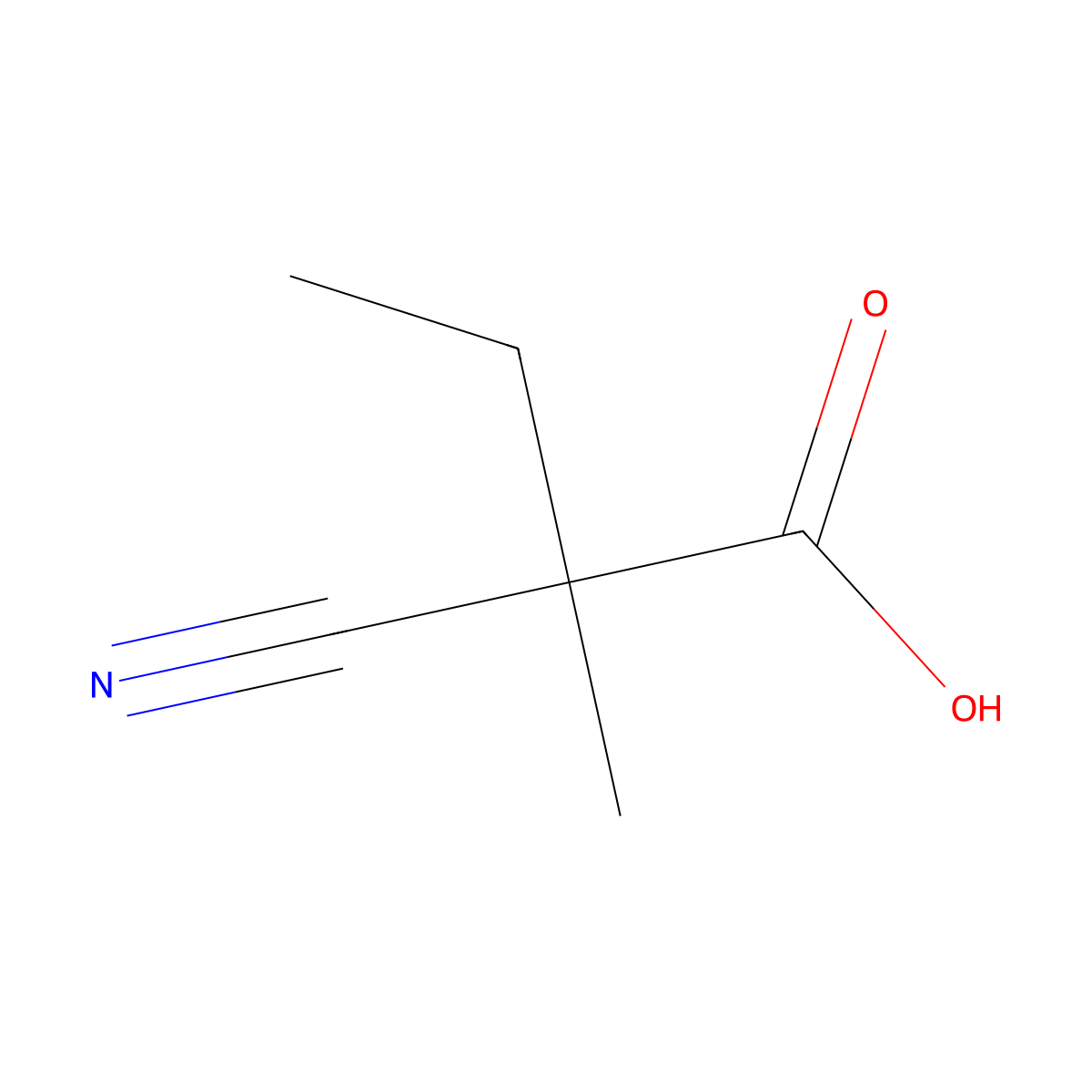 2-Cyano-2-methylbutanoic acid molecular structure, CAS 59462-08-7