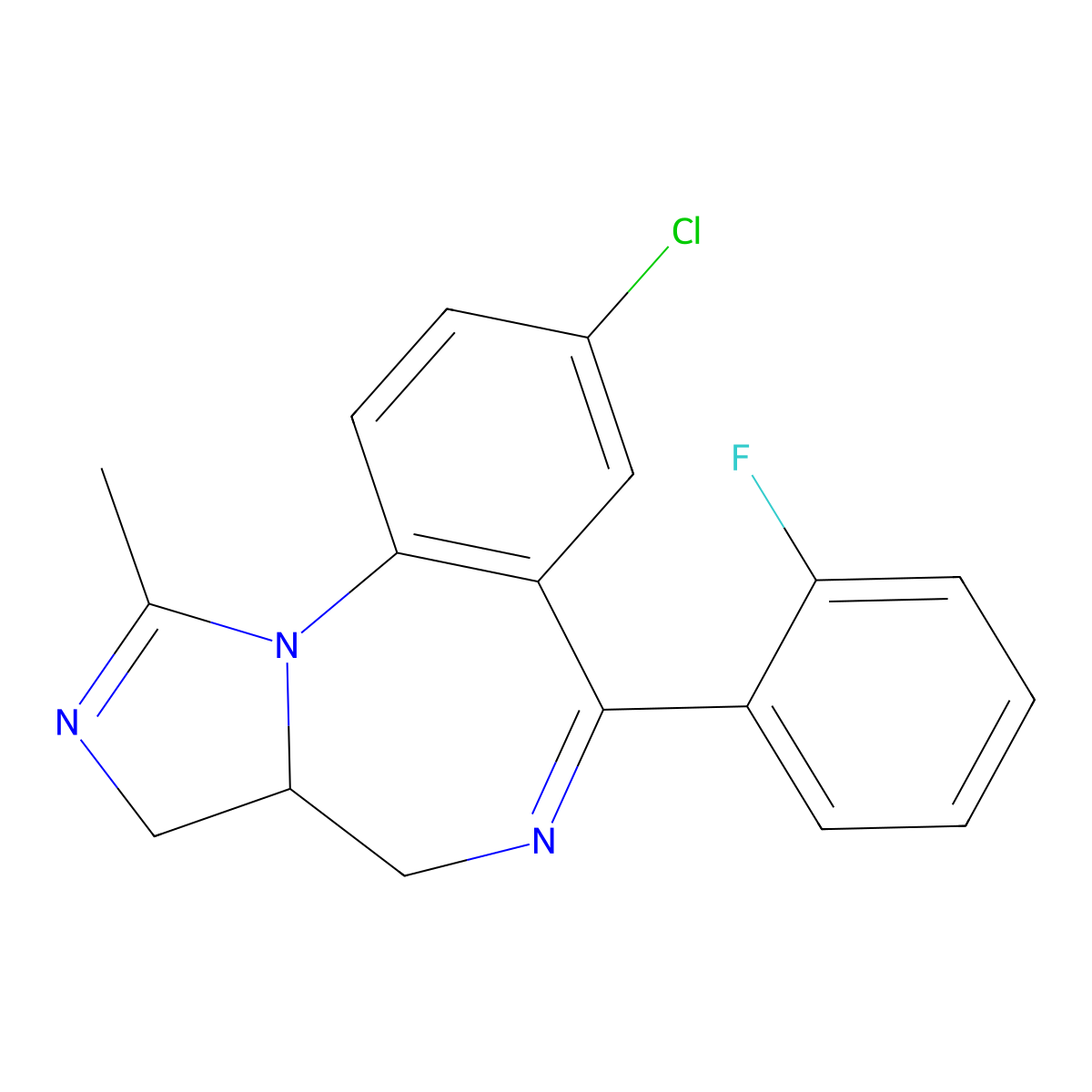 8-Chloro-6-(2-fluorophenyl)-3a,4-dihydro-1-methyl-3H-imidazo(1,5-a)(1,4)benzodiazepine molecular structure, CAS 59467-69-5