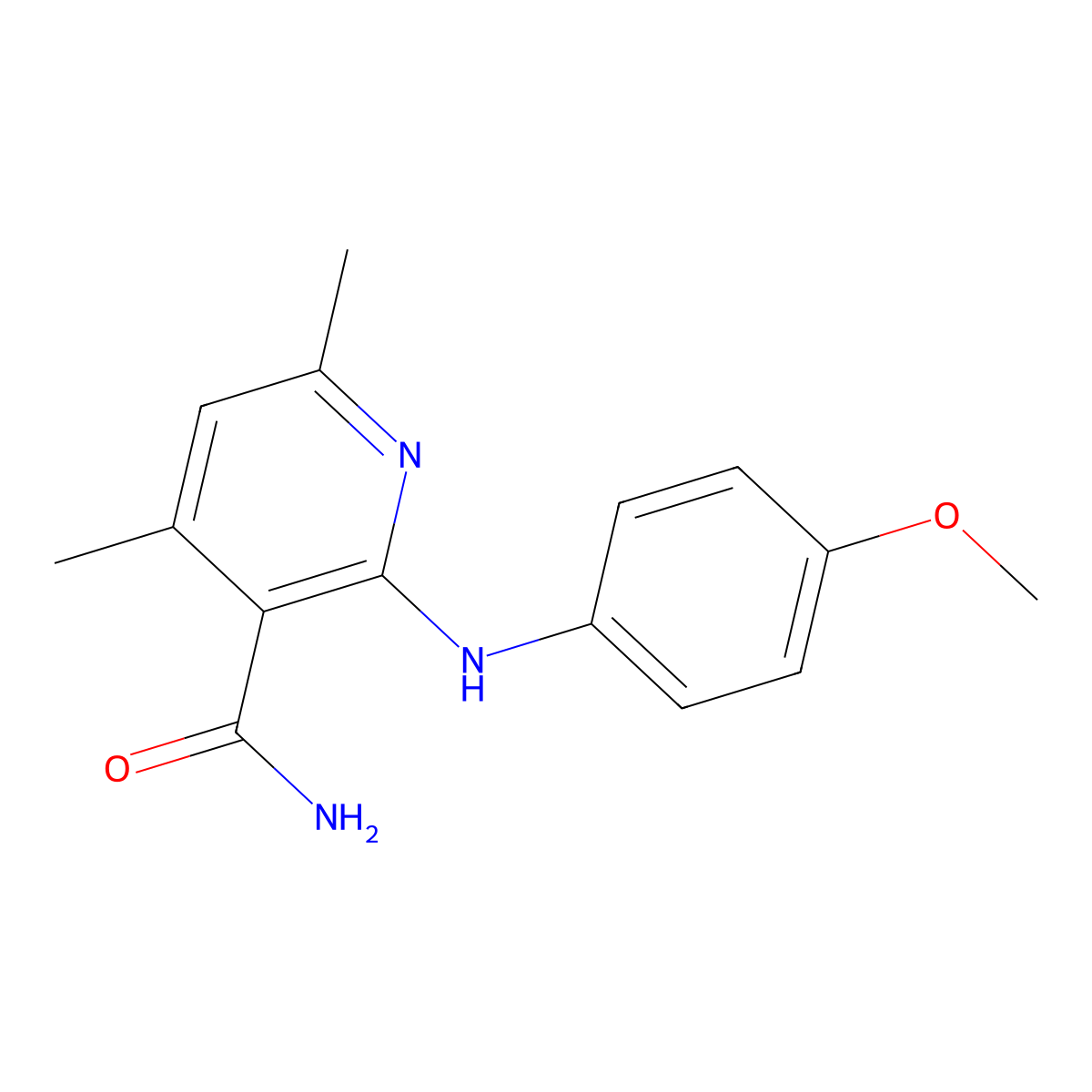 2-[(4-Methoxyphenyl)amino]-4,6-dimethylnicotinamide molecular structure, CAS 5947-50-2